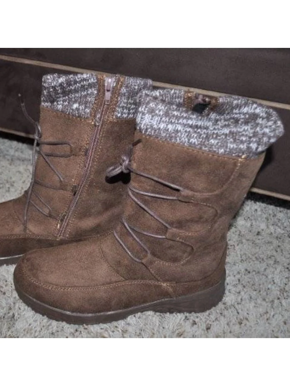 Itasca Winter Boots 10 Womens Brown Water Resistant Suede Zip Round Toe Diedre